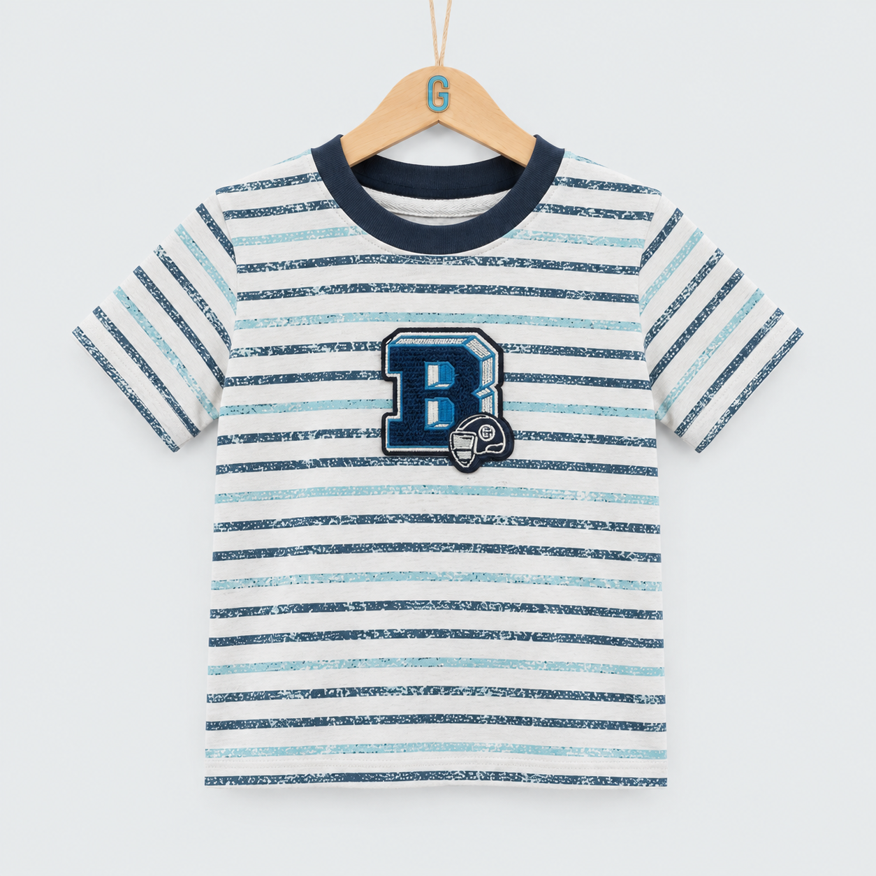 Crewneck - Stripes B - Navy Blue / Light Blue / White