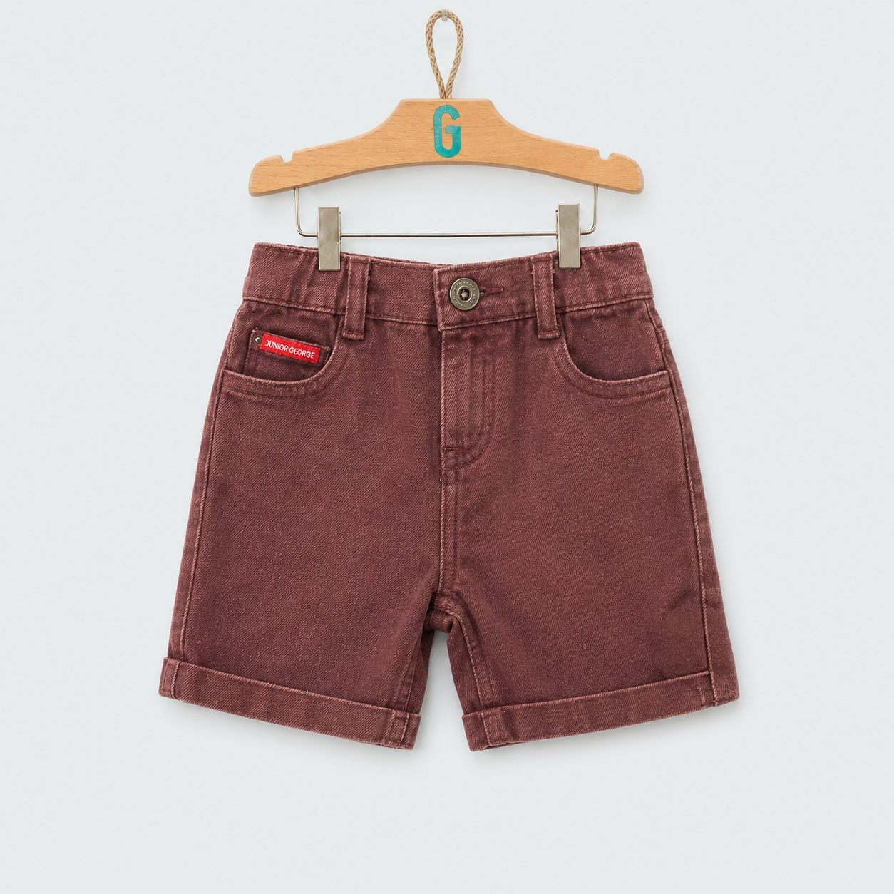 Short - Denim - Maroon