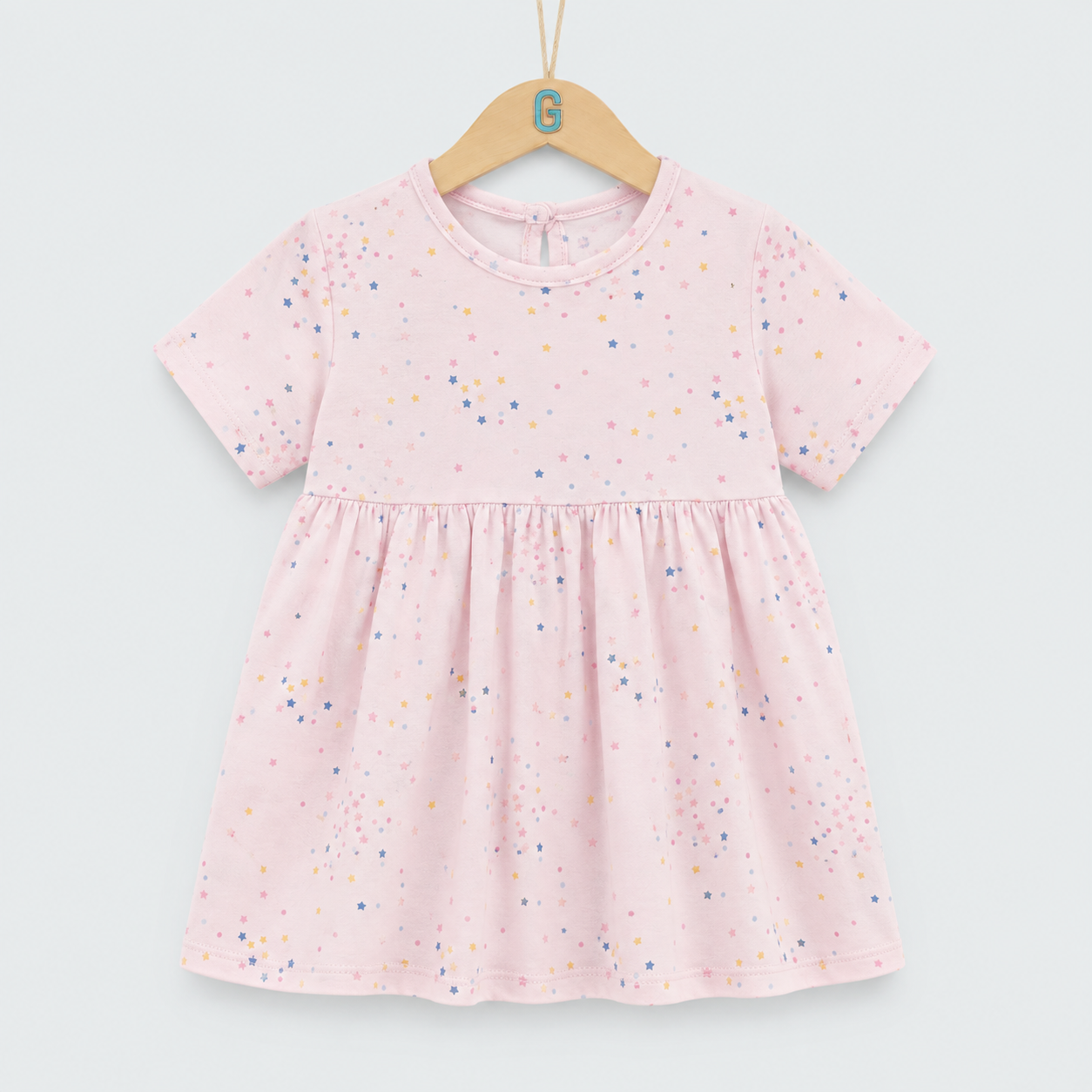 Dress - Stars Printed - Pink