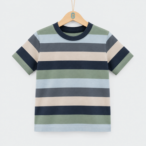 Crewneck - Stripes - Green/Light Blue/ Navy Blue/Off White