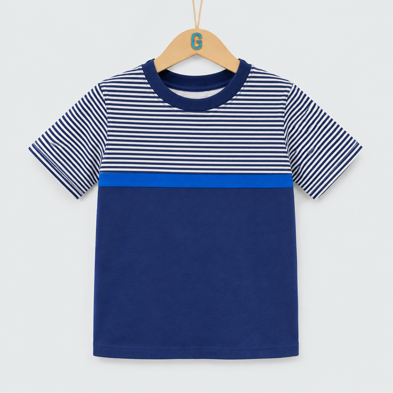Crewneck - Stripes - White/Navy Blue/Royal Blue