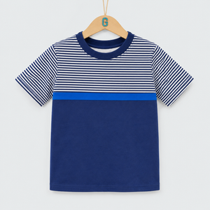 Crewneck - Stripes - White/Navy Blue/Royal Blue