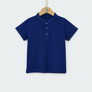 Chinese Collar T Shirt Navy Blue
