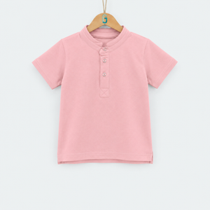 Chinese Collar T Shirt Pink - 27987