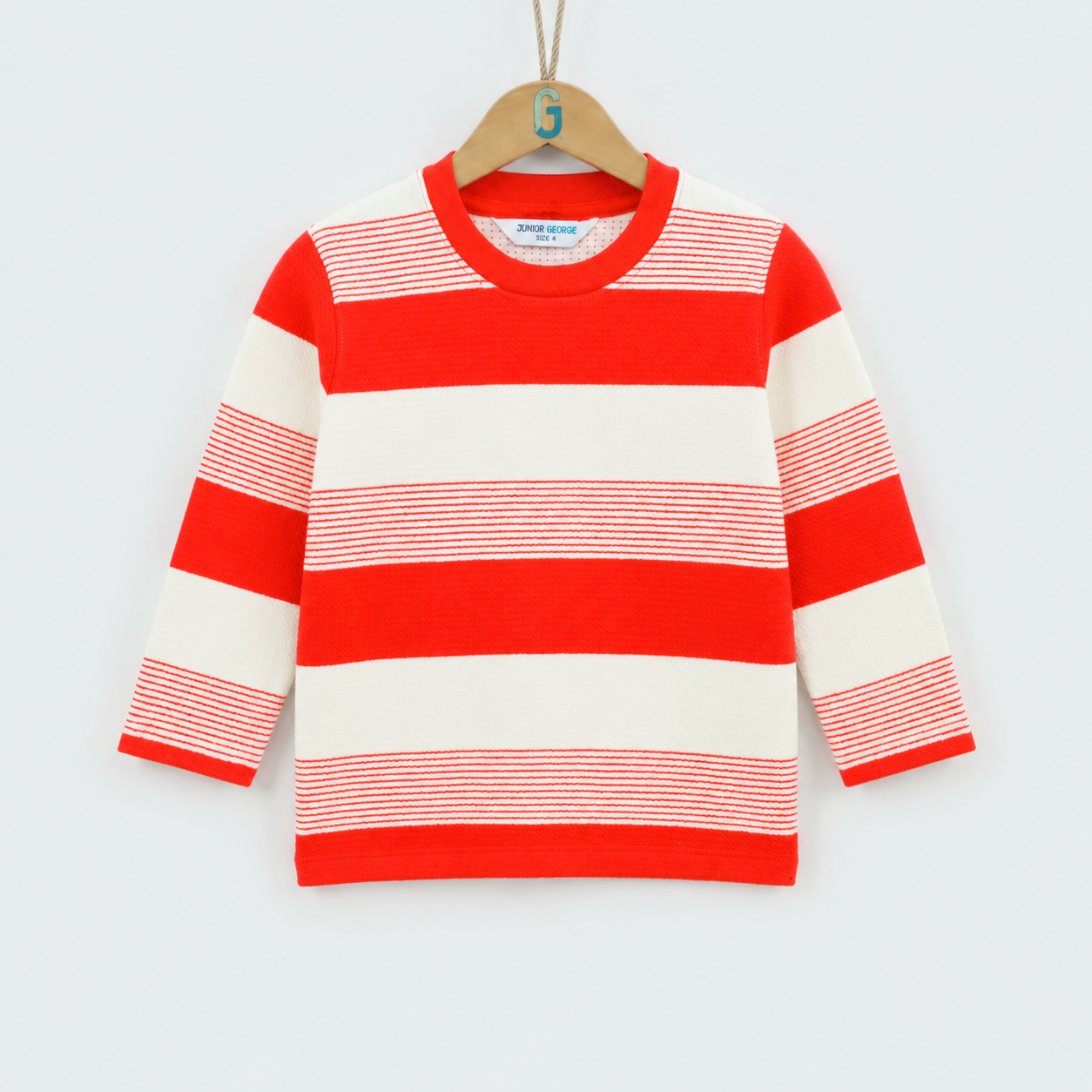 Crewneck L/S Red and Off White Stripes - 28050