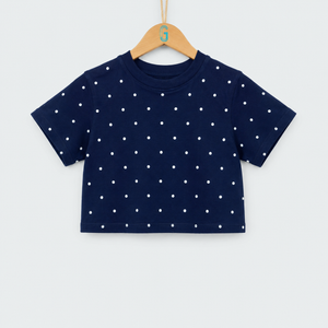 Girls Top Navy With White Dots