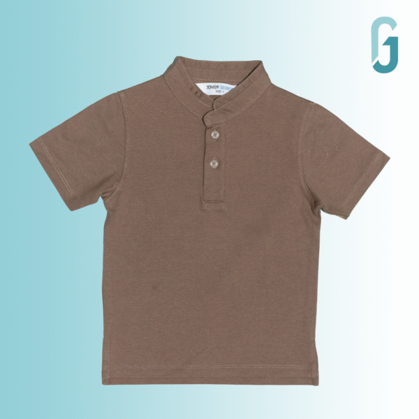 Chinese Collar Brown T-Shirt