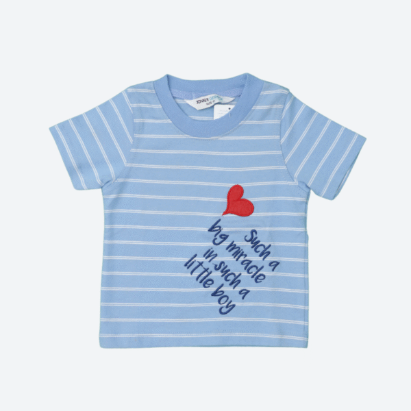 Crew Neck Light Blue With White Stripes Such A Big Miracle In Such A Little Boy
