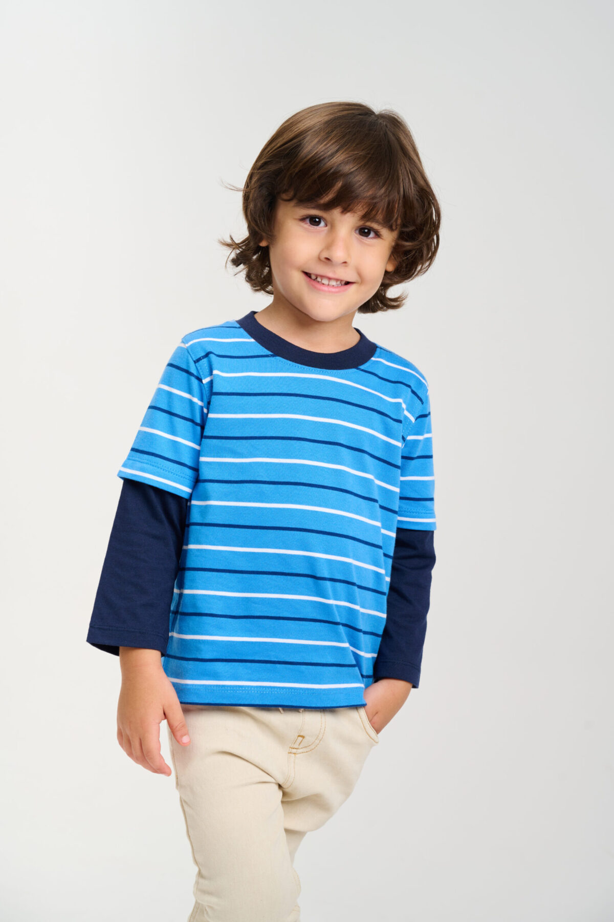 Crew Neck Stripes White/Blue/Dark Blue - Image 3