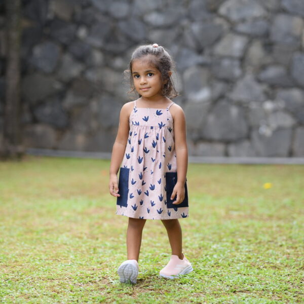 Dress Pink/Blue Leaves Printed