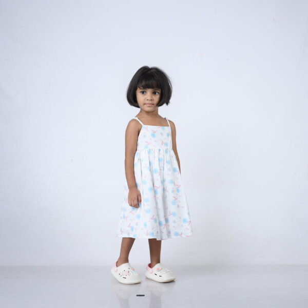 Dress White Blue/Pink Flowers Straps
