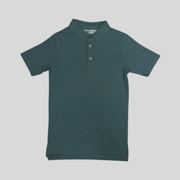 Chinese Collar Dark Green T-Shirt