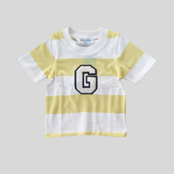 Crew Neck Stripes White and Yellow G